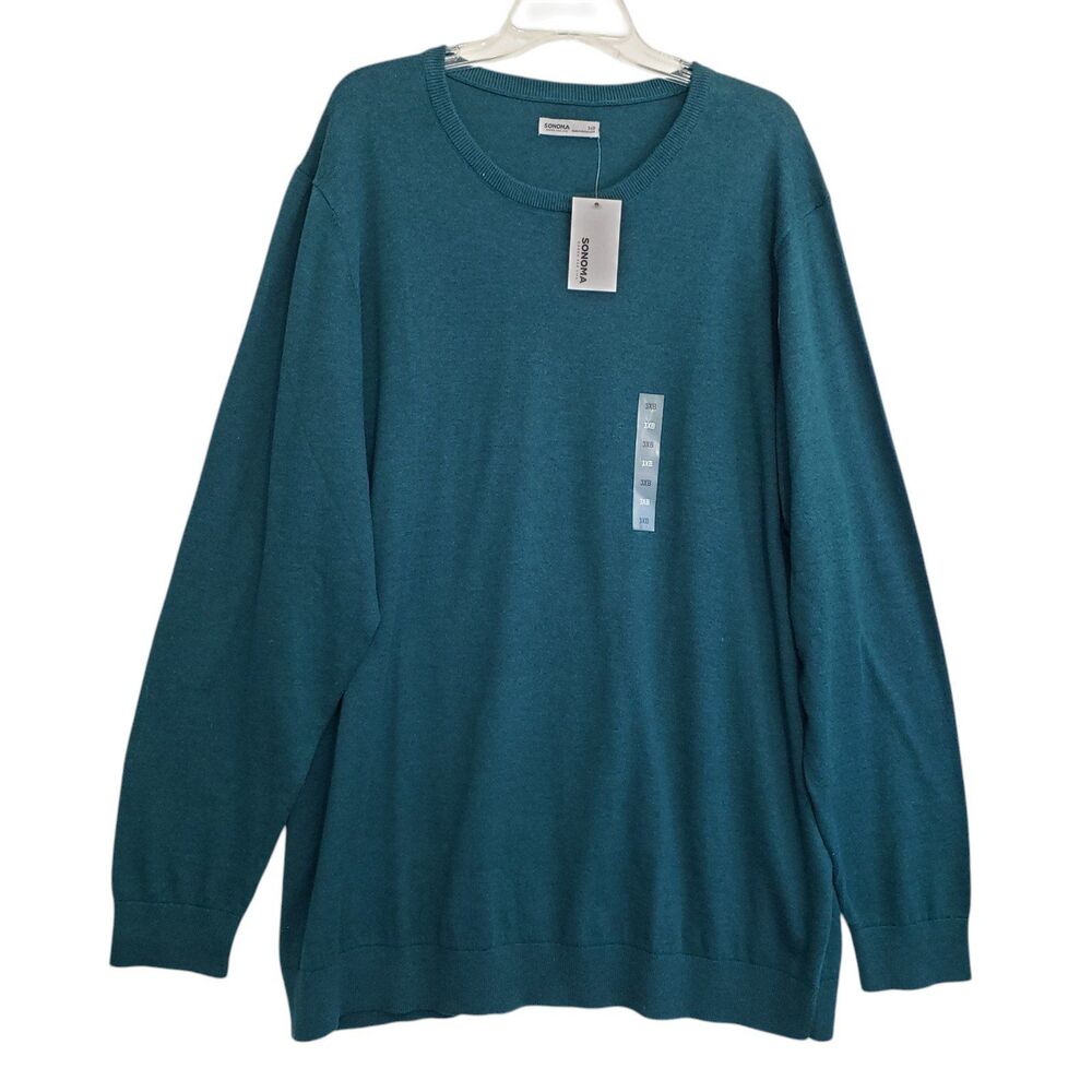 NEW Sonoma Men's Teal Crewneck Sweater, Size 3X